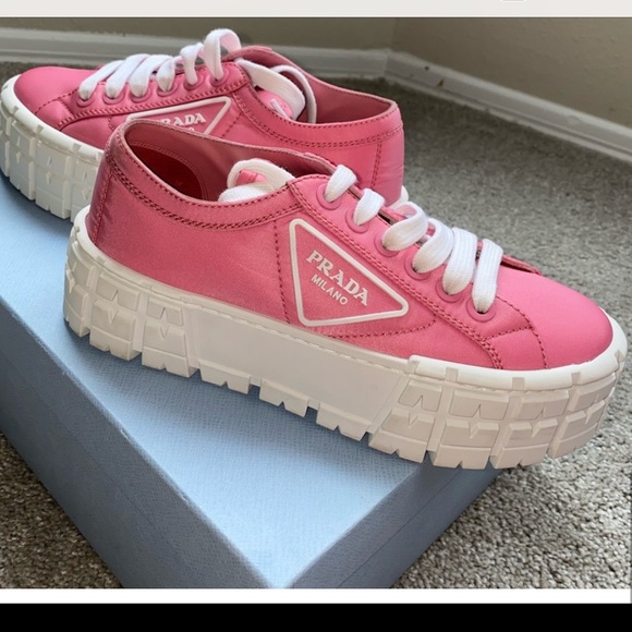 Prada Shoes - Pink Platform Prada nylon Tennis Shoes Size 36